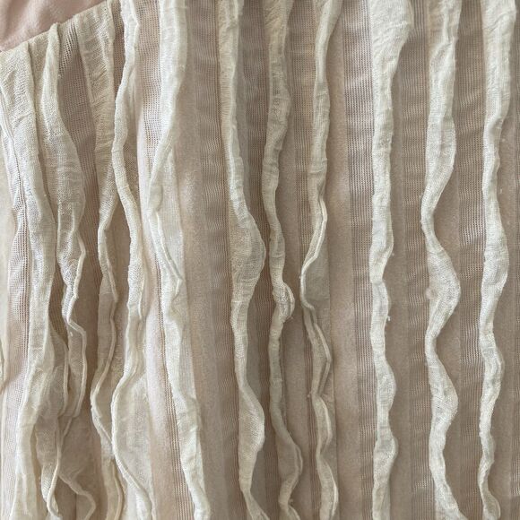 Forla Paris Women's Mini Dress Tan Floral Embellished Textured Shift Sz Sm Boho - Picture 10 of 16